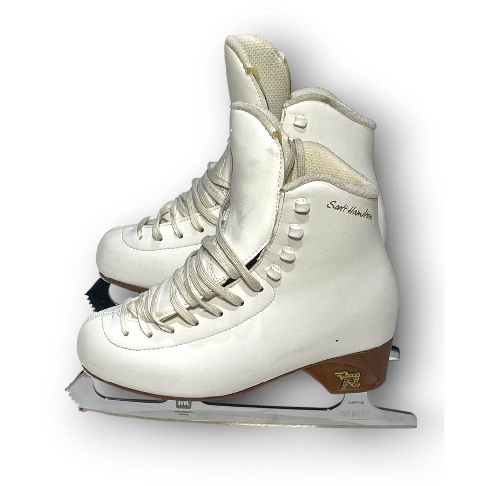 Risport Scott Hamilton Figure Skates Size 250 US Women 7 MK Flight Blades 9.5